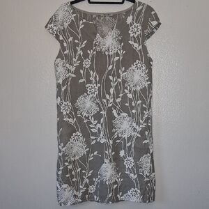 Meo Meli Multicolor Floral Print 100% Linen A Line Dress with Made in Italy
